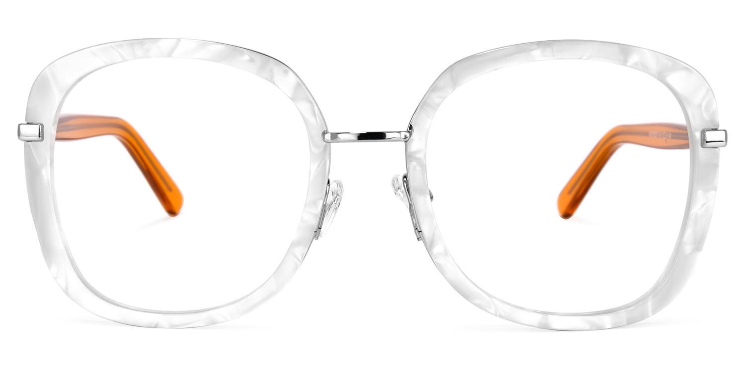 Square White Eyeglasses | Vooglam.com Angle View