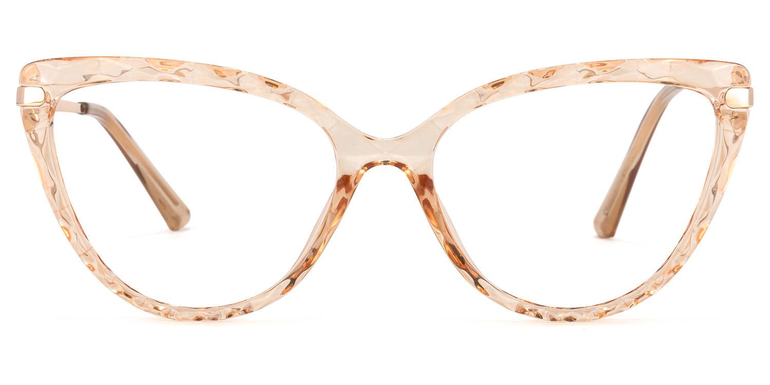 Cat Eye Champagne Eyeglasses | Vooglam.com Angle View