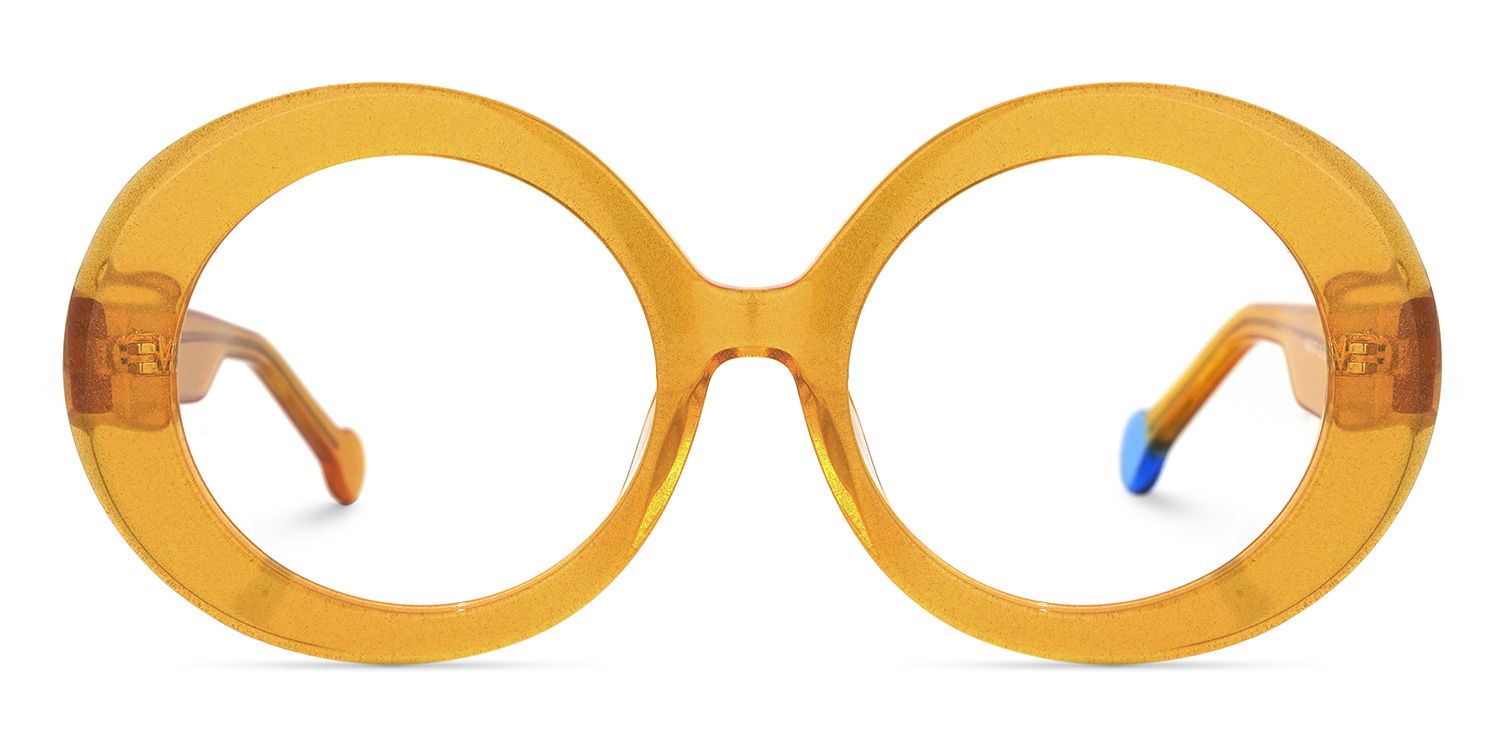 Round Yellow Eyeglasses | Vooglam.com Angle View