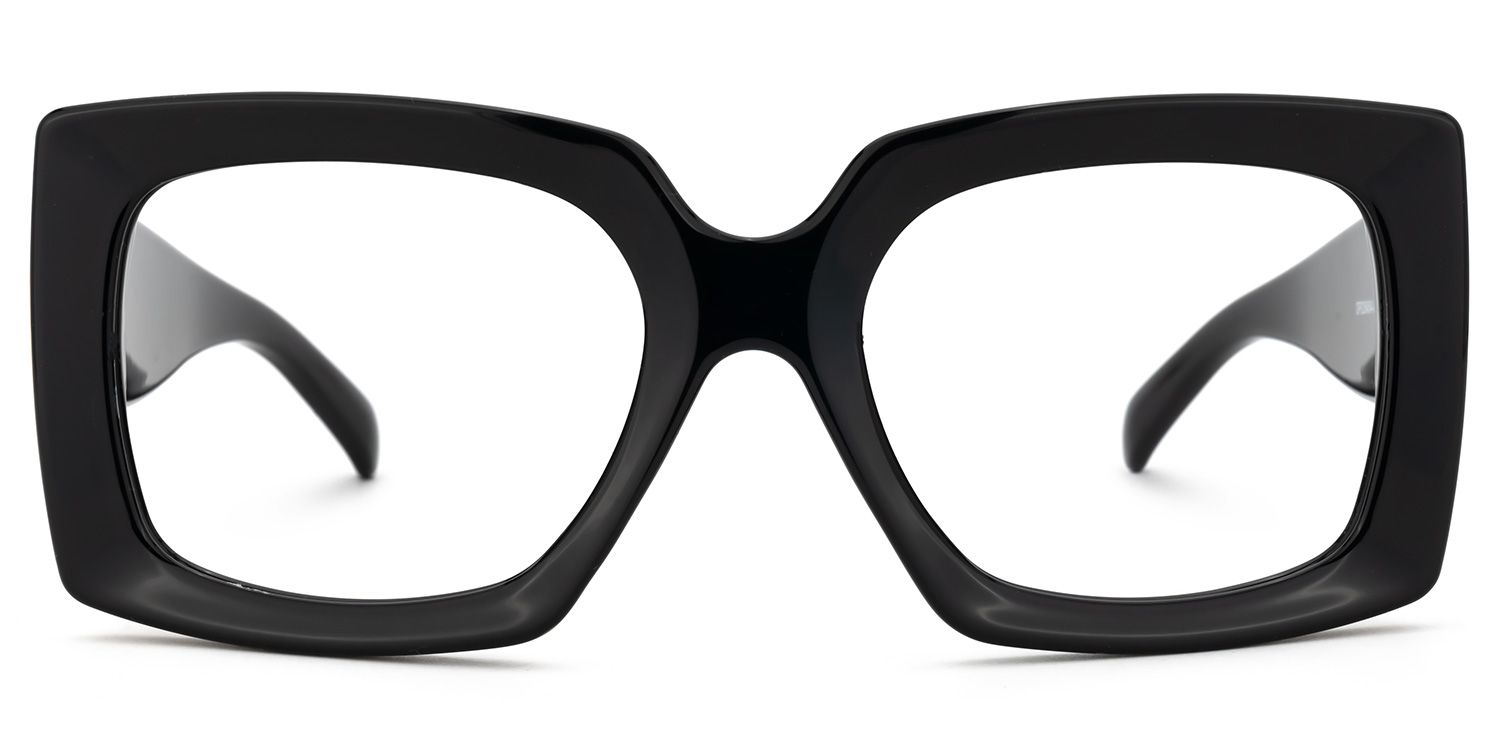 Borislav - Oversized Black Rectangle Glasses | Vooglam 5