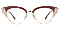 Portia - Wine/Red Crystal Browline Glasses | Vooglam Angle View