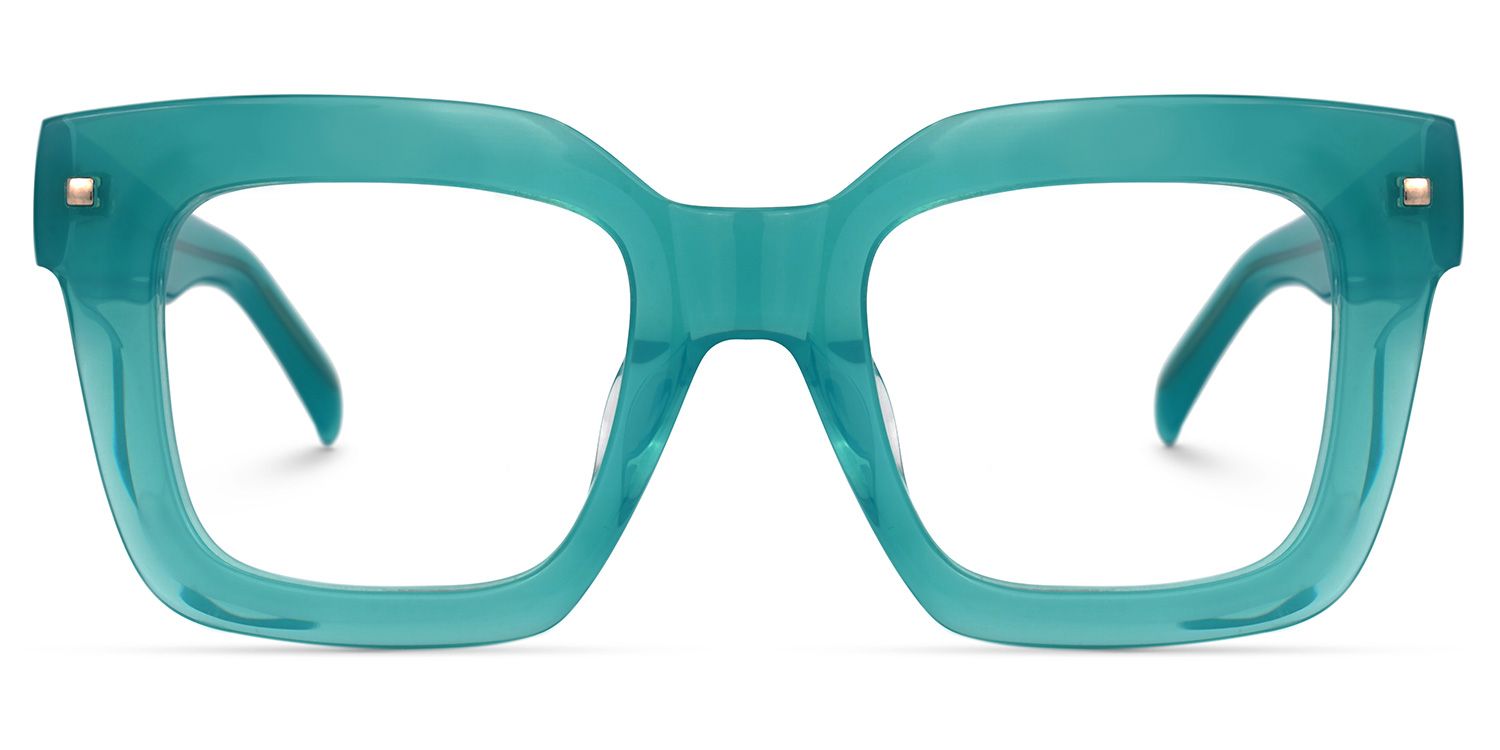 Square Green Eyeglasses | Vooglam.com Angle View