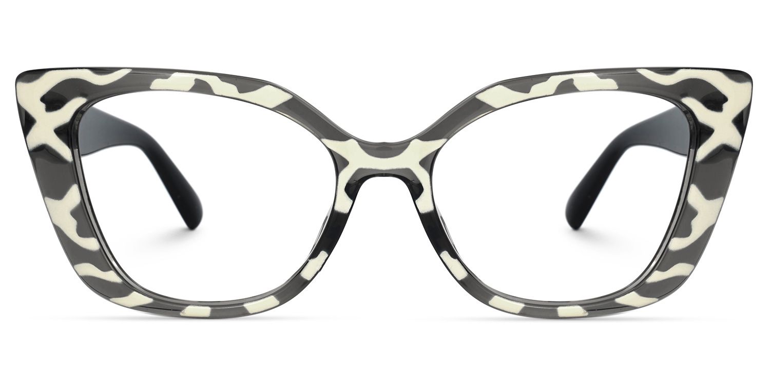 Muriel - Rectangle Zebra Print Eyeglasses | Vooglam Angle View