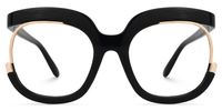 Fredia - Bold Black Glasses with Gold Accents | Vooglam Angle View