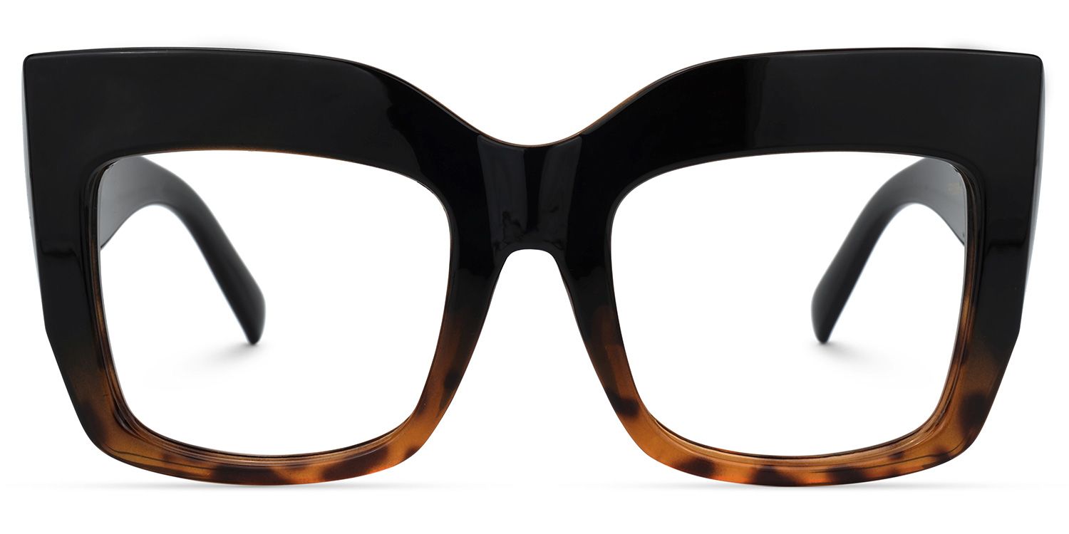 Cassandra - Bold Square Tortoise Black Eyeglasses | Vooglam Angle View