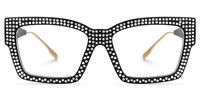 Waylon - Bold Rhinestone-Studded Rectangular Glasses | Vooglam Angle View