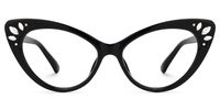 Emmie - Black Rhinestone Designed Cat Eye Glasses | Vooglam Angle View