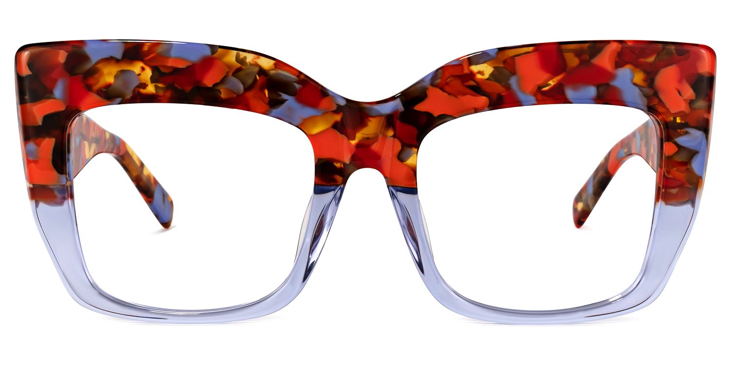 Rosaura - Square Purple Floral Eyeglasses | Vooglam Angle View