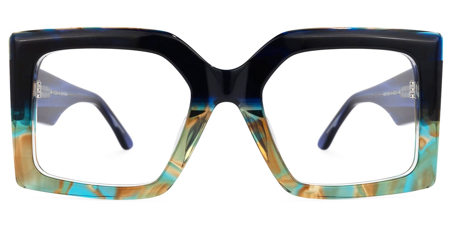 Claudia - Square Blue Eyeglasses | Vooglam Angle View