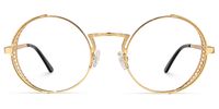 Rojas - Vintage-inspired Gold Round Eyeglasses | Vooglam Angle View