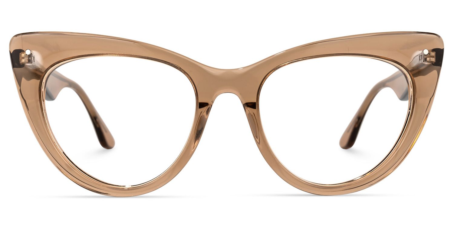 Akua - Cat Eye Brown Eyeglasses by Vooglam - Angle View