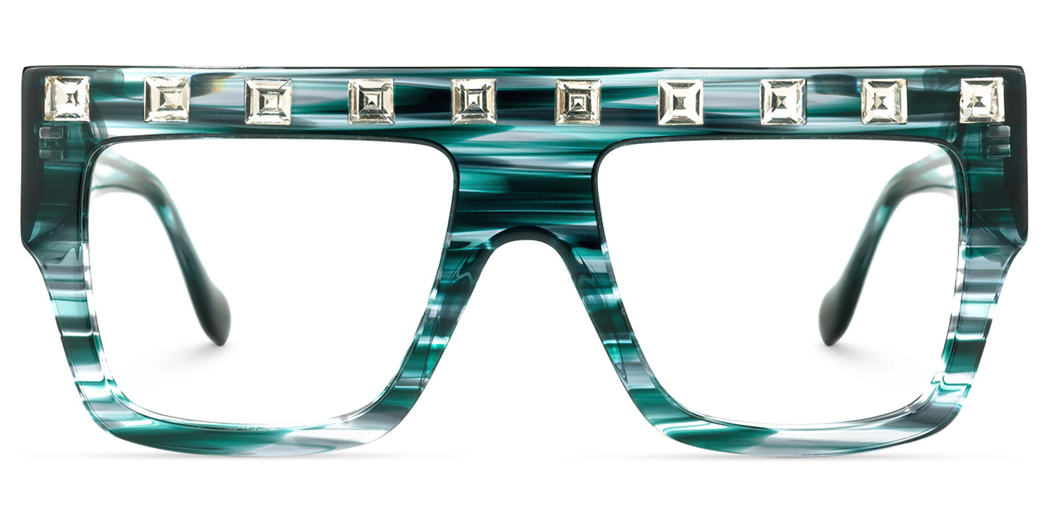 

Agustin - Square Green Eyeglasses