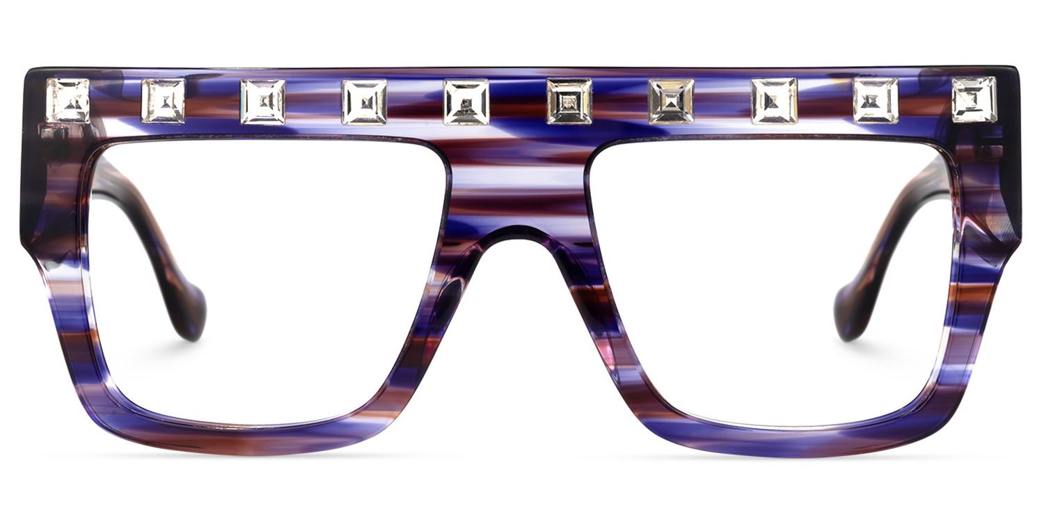 Agustin - Square Purple Eyeglasses | Vooglam Angle View