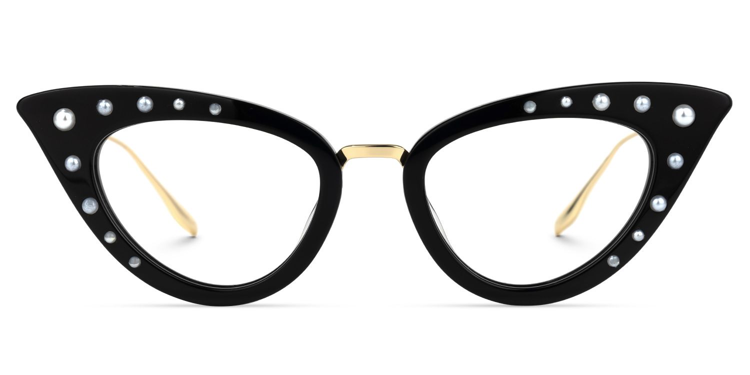 Maddie - Cat Eye Black Eyeglasses | Vooglam Angle View