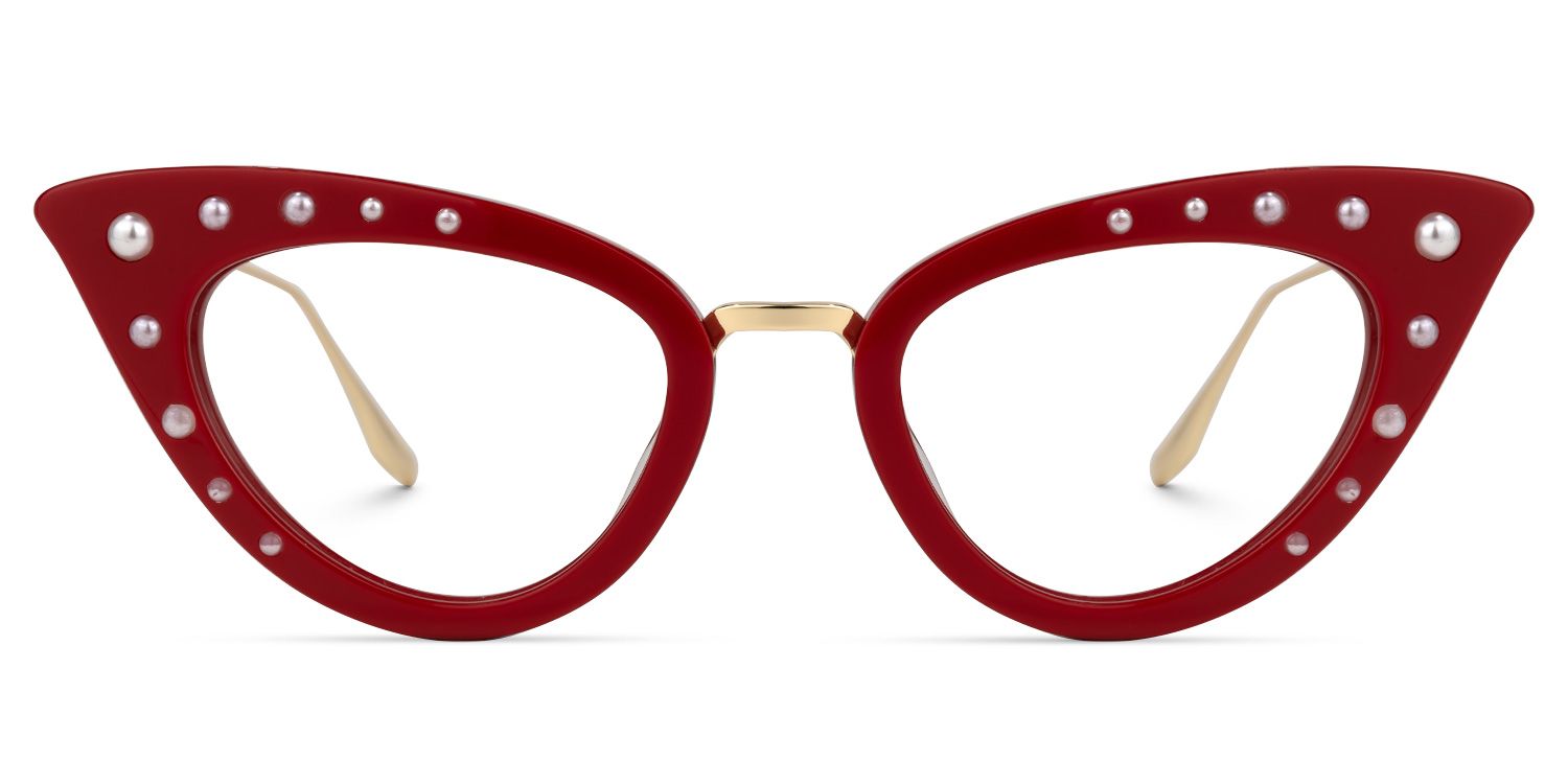 Maddie - Cat Eye Red Eyeglasses | Vooglam Angle View