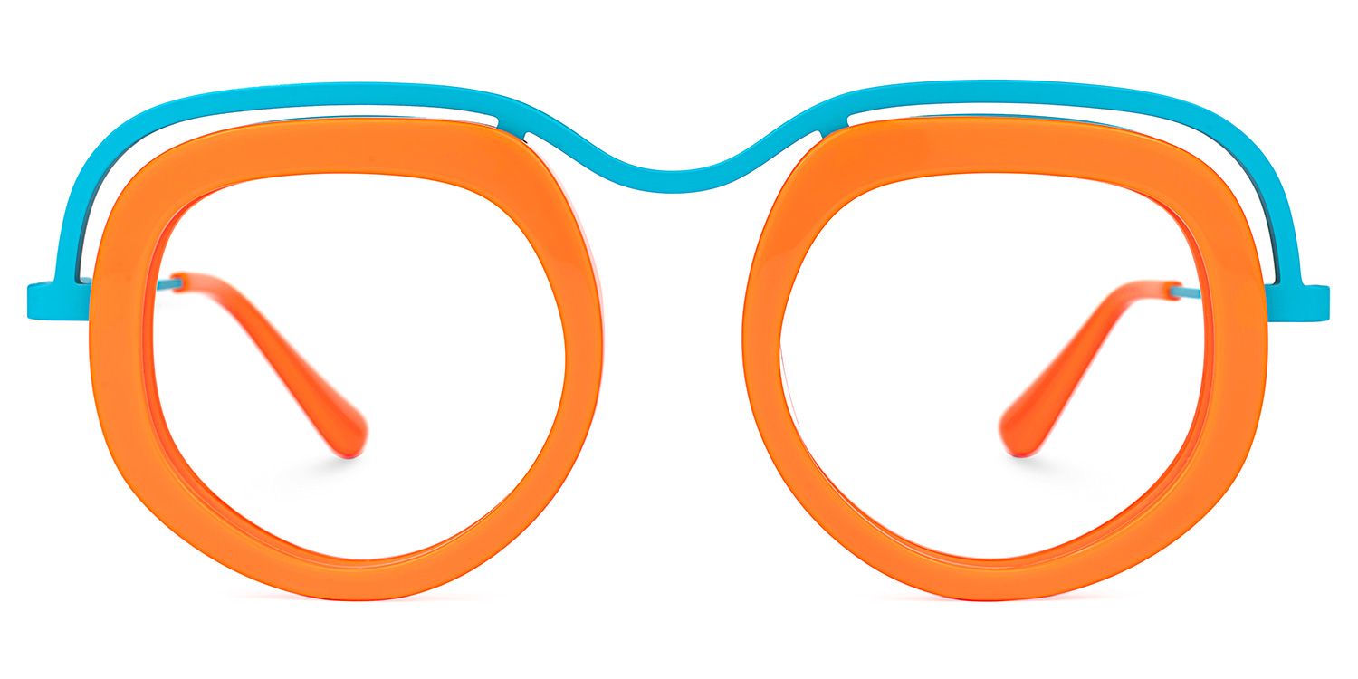 Geometric Orange Eyeglasses | Vooglam Angle View