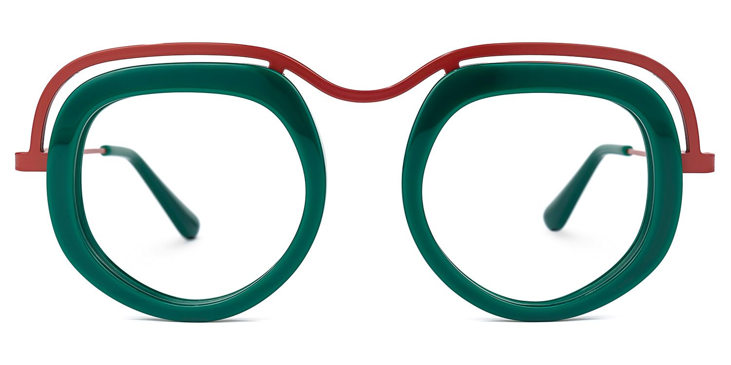 Geometric Green Eyeglasses | Vooglam.com Angle View