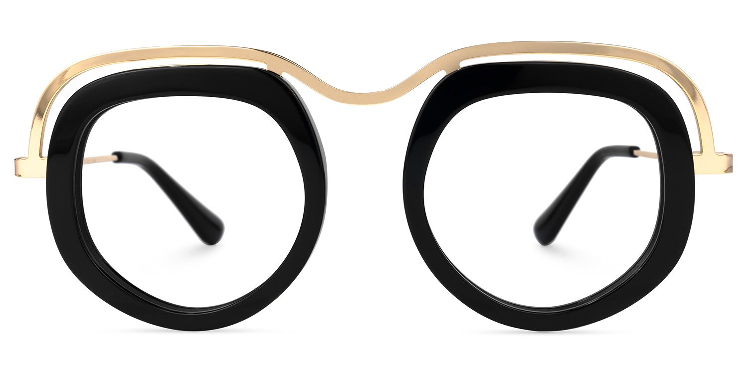 Geometric Black Eyeglasses | Vooglam.com Angle View