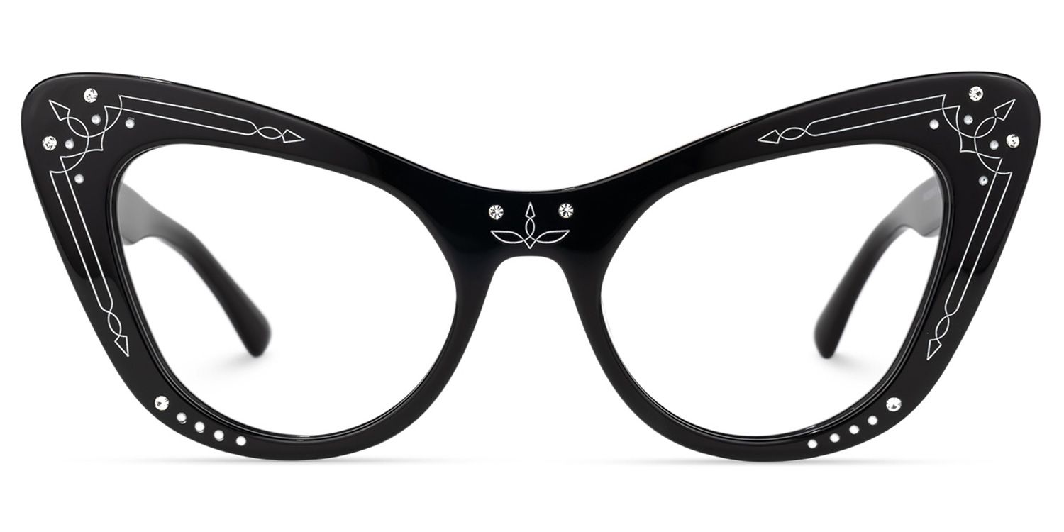 Bratton - Cat Eye Black Eyeglasses | Vooglam Angle View
