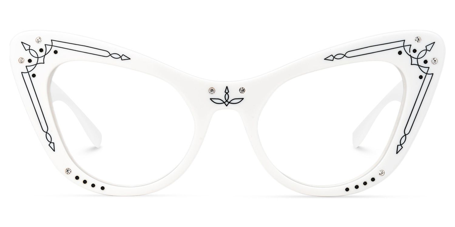 Bratton - Cat Eye White Eyeglasses | Vooglam Angle View