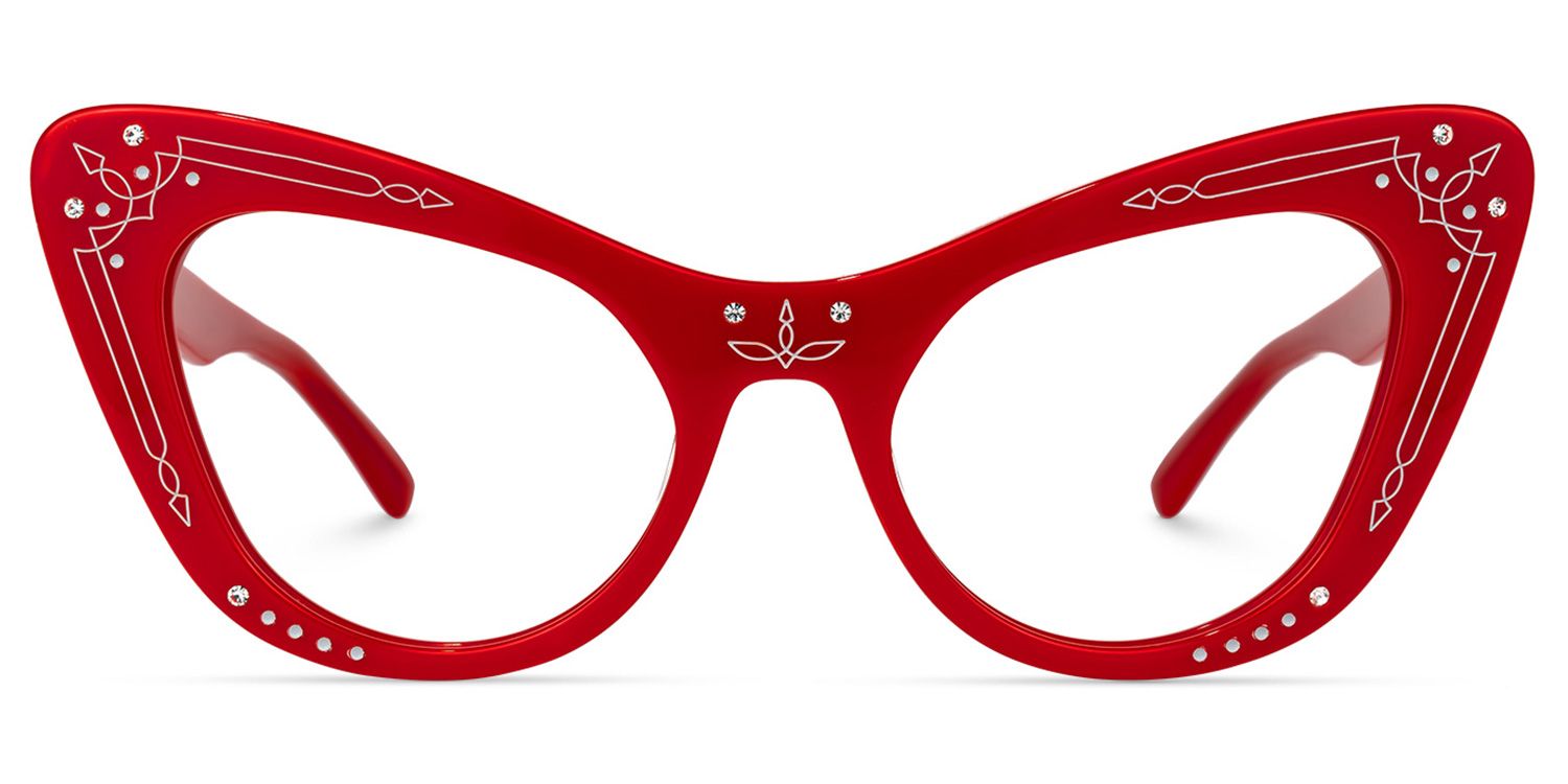 Bratton - Cat Eye Red Eyeglasses | Vooglam Angle View