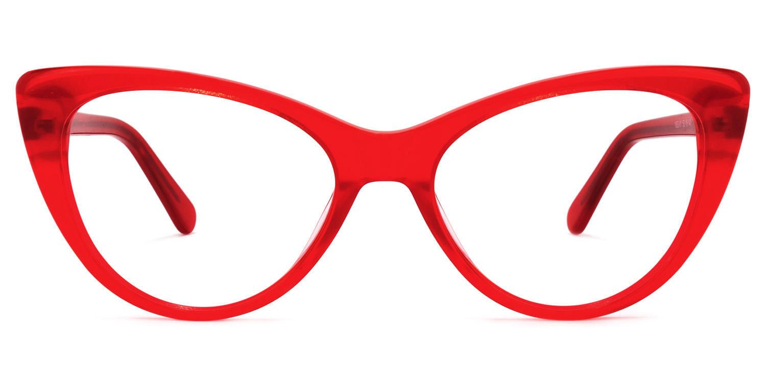 Eleanore - Cat Eye Red Eyeglasses | Vooglam Angle View