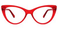 Eleanore - Cat Eye Red Eyeglasses | Vooglam Angle View