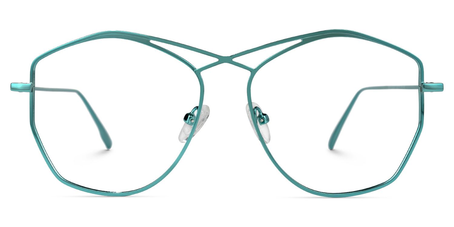 Hicks - Geometric Blue Eyeglasses | Vooglam Angle View