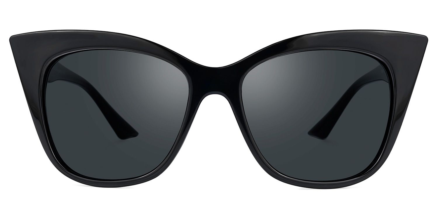 Gwin - Cat Eye Black Sunglasses | Vooglam Angle View