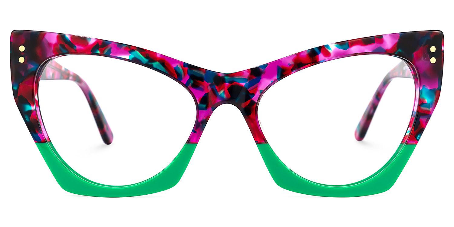 Viana - Cat Eye Floral Eyeglasses by Vooglam - Angle View