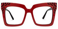 Yamizka - Square Red Eyeglasses | Vooglam Angle View