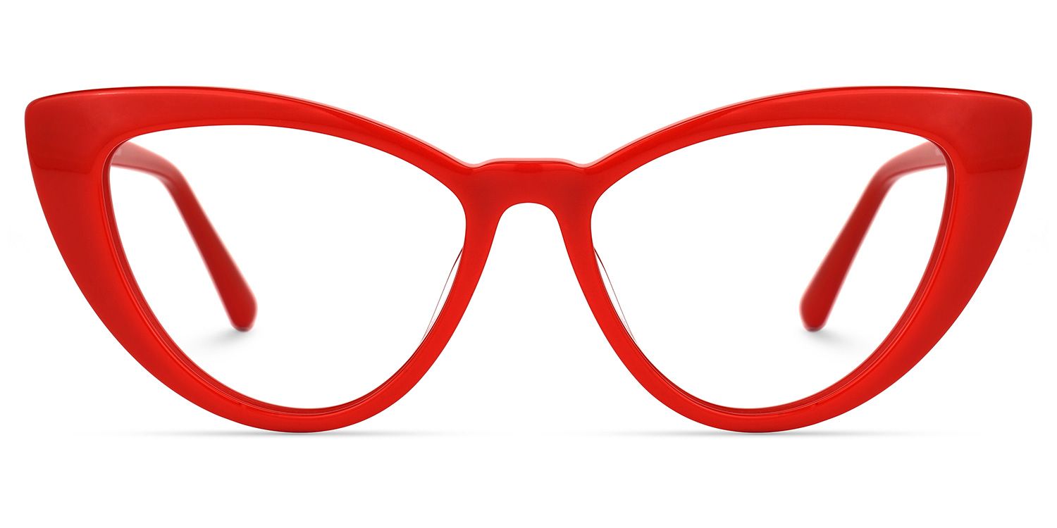 Jimenez - Cat Eye Red Eyeglasses by Vooglam - Angle View