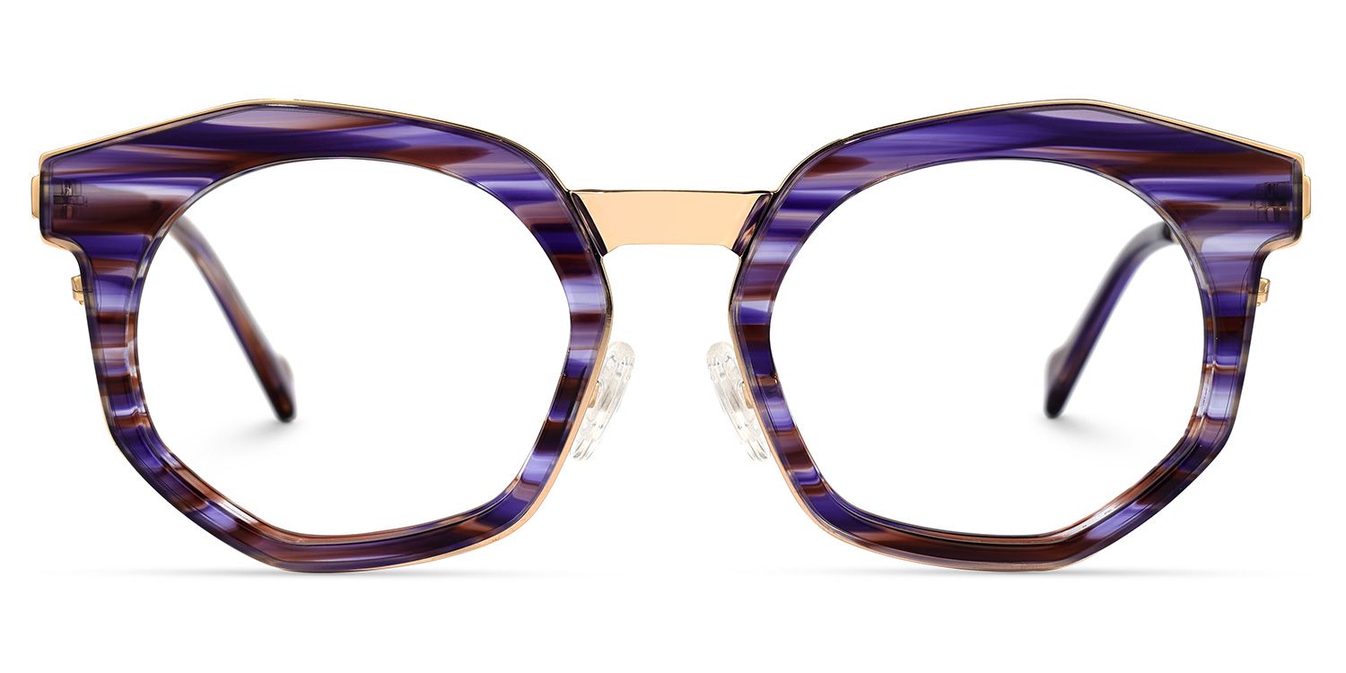 Basisky - Geometric Purple Eyeglasses | Vooglam Angle View