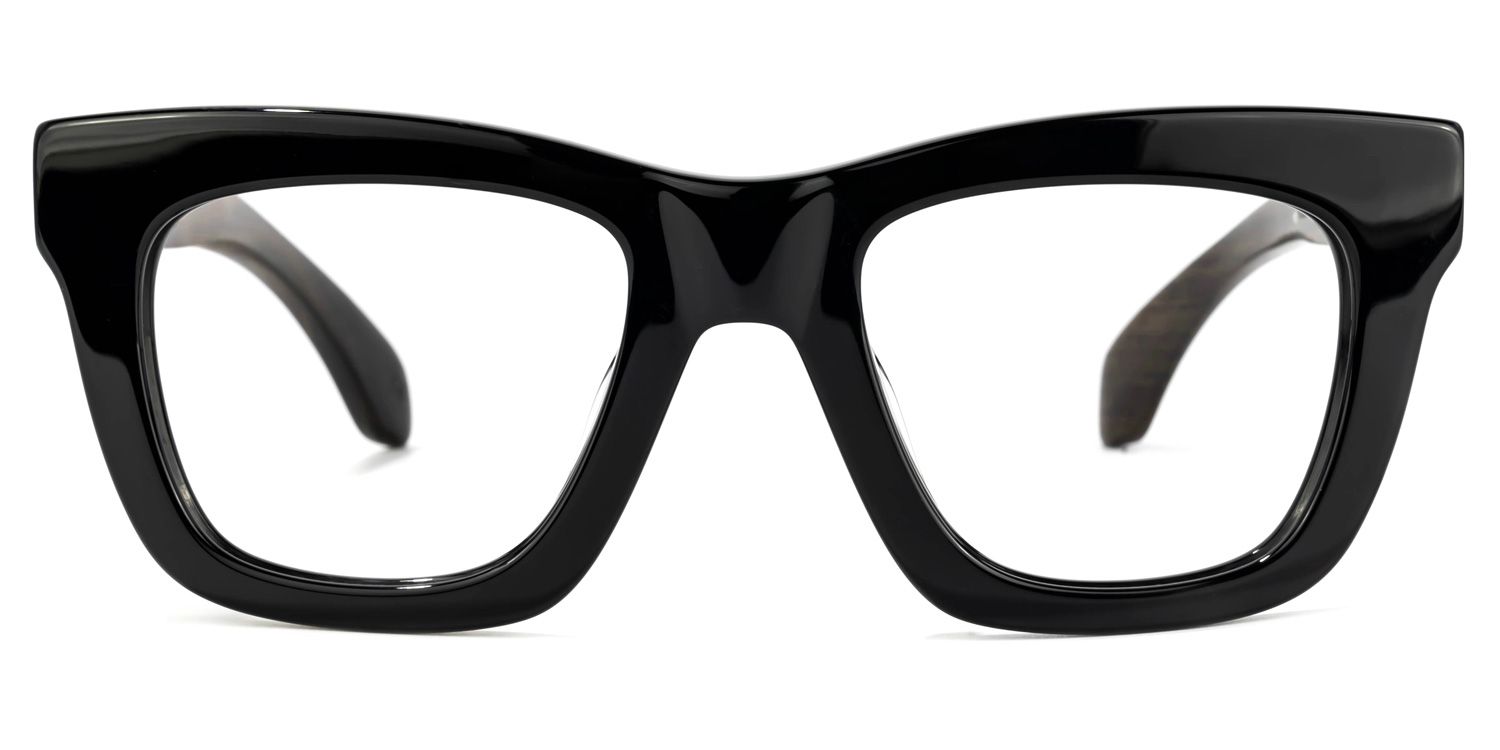 Abishag - Rectangle Black Eyeglasses | Vooglam Angle View