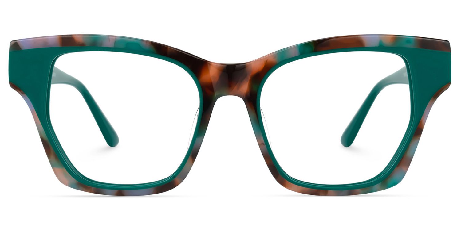 Velasco - Square Green/Floral Eyeglasses | Vooglam Angle View