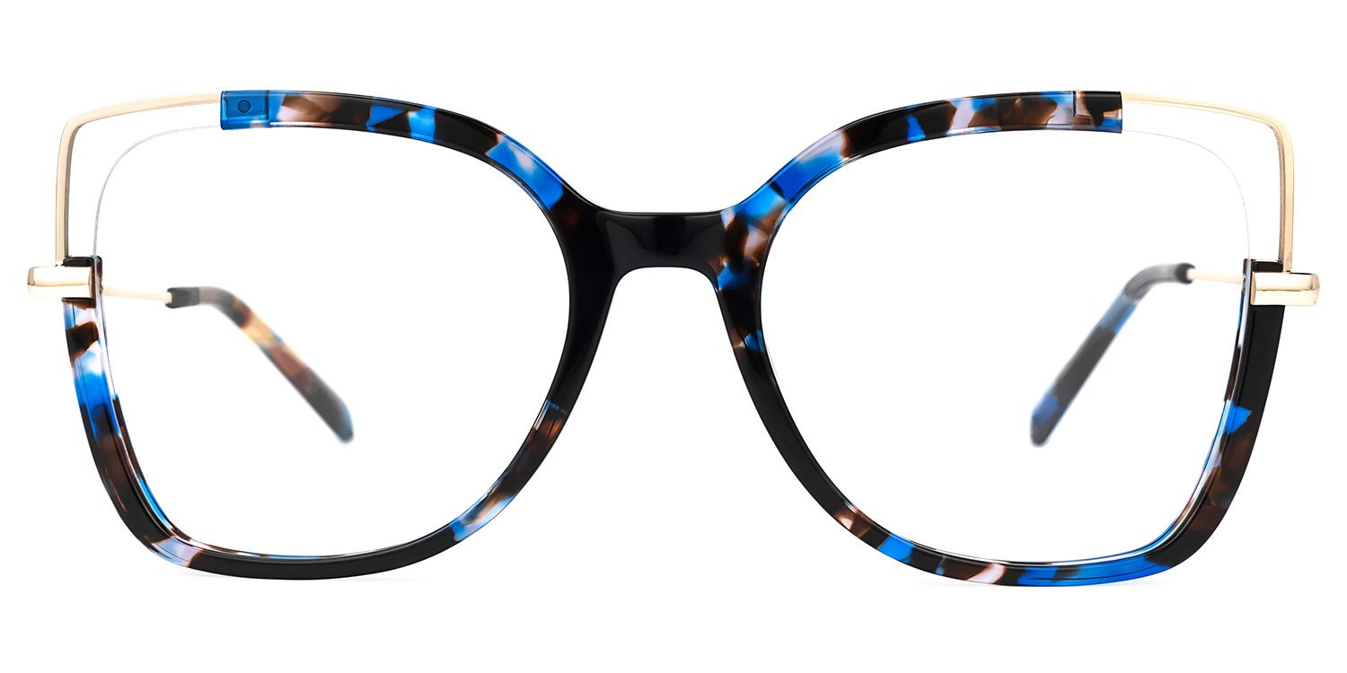 Nunes - Square Blue/Black Eyeglasses | Vooglam Angle View