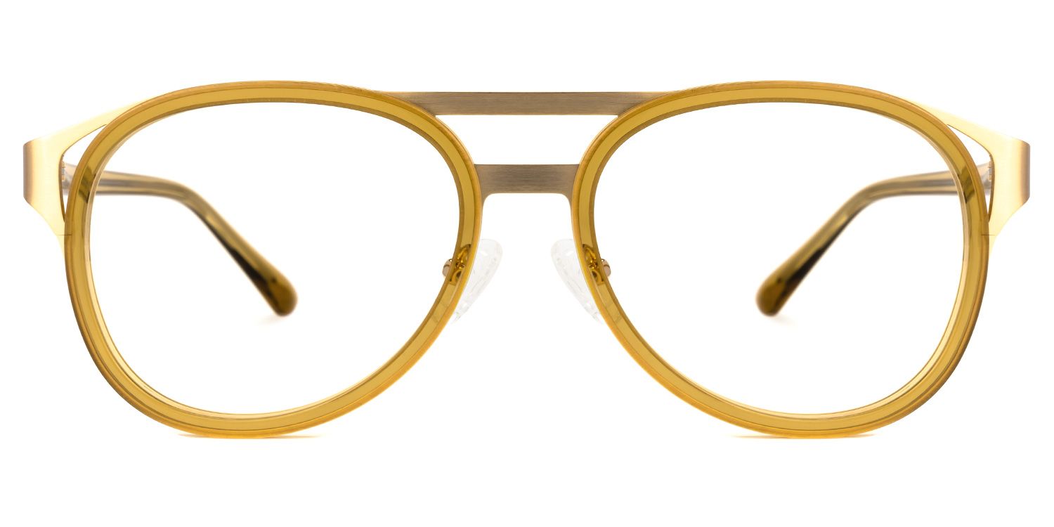 Anabel - Aviator Yellow Eyeglasses by Vooglam - Angle View