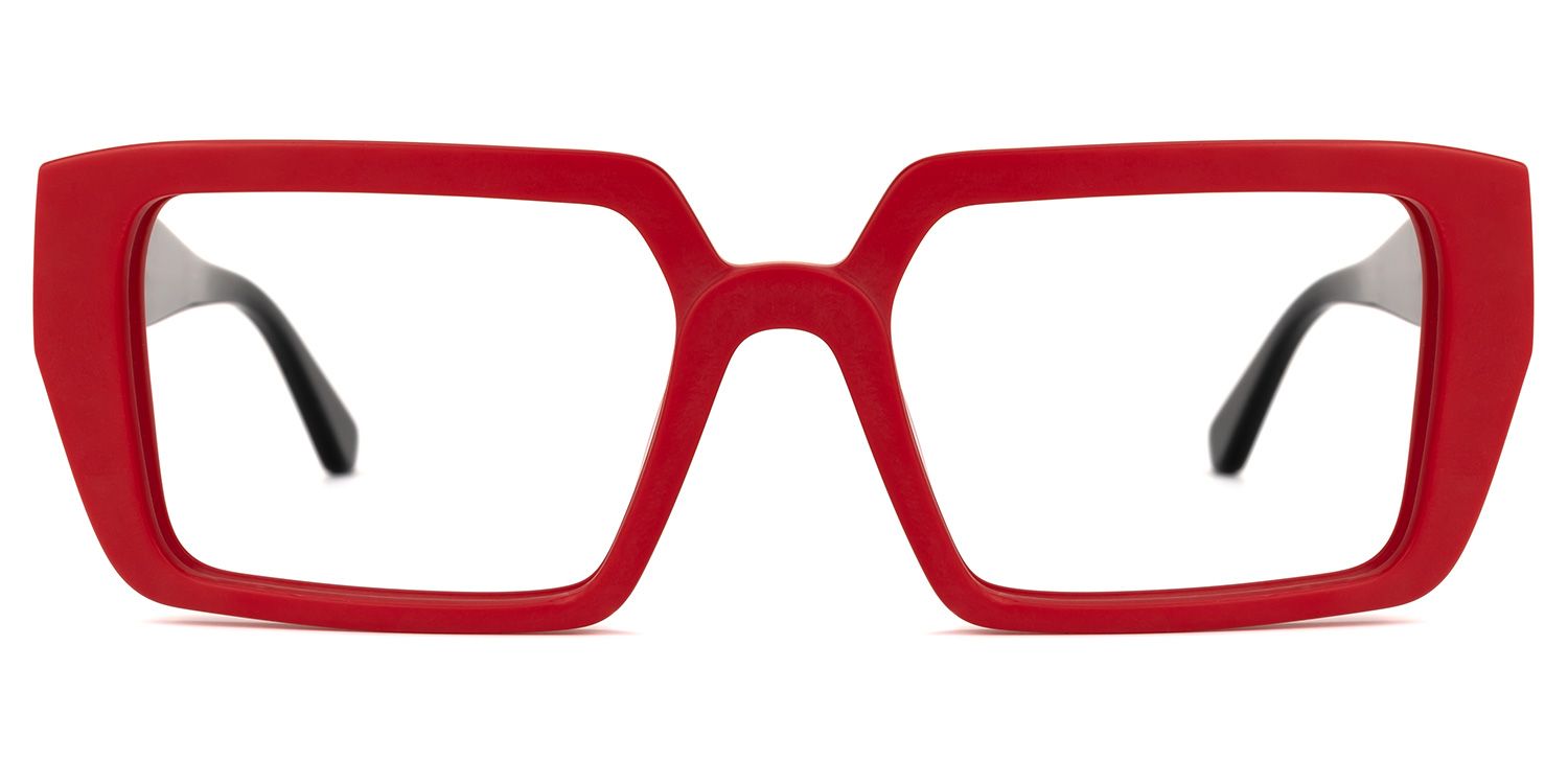 Aponte - Rectangle Red Eyeglasses | Vooglam Angle View