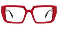Aponte - Rectangle Red Eyeglasses | Vooglam Angle View
