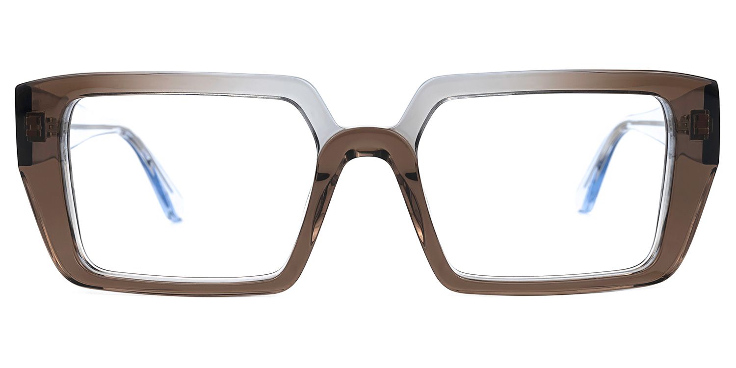 Aponte - Rectangle Brown Eyeglasses | Vooglam Angle View