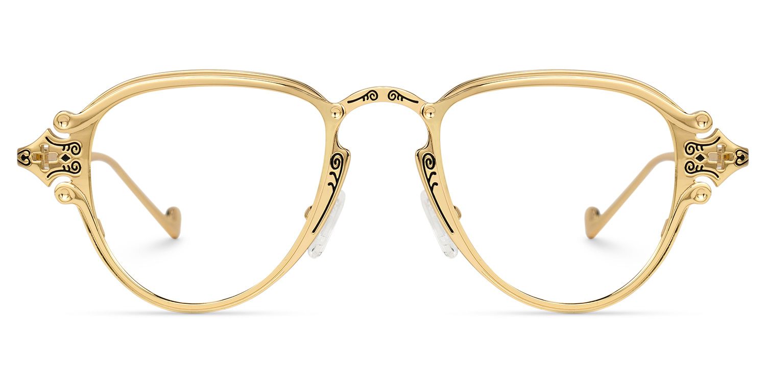 Twyman - Aviator Gold Eyeglasses | Vooglam Angle View