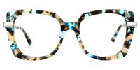 Broderick - Square Blue/Floral Eyeglasses | Vooglam Angle View