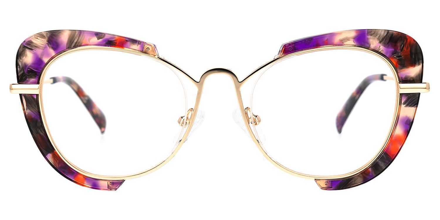 Alawn - Cat Eye Purple/Floral Eyeglasses | Vooglam Angle View