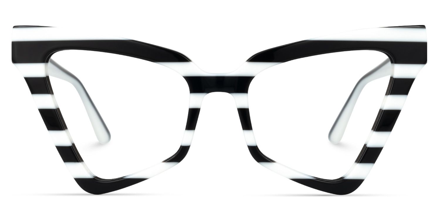 Raphael - Butterfly White/Black Pattern Eyeglasses by Vooglam - Angle View