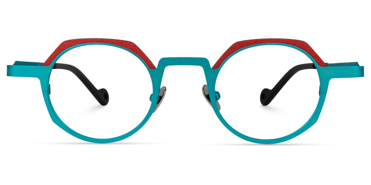 

Howell - Geometric Red/Blue Two-tone Eyeglasses