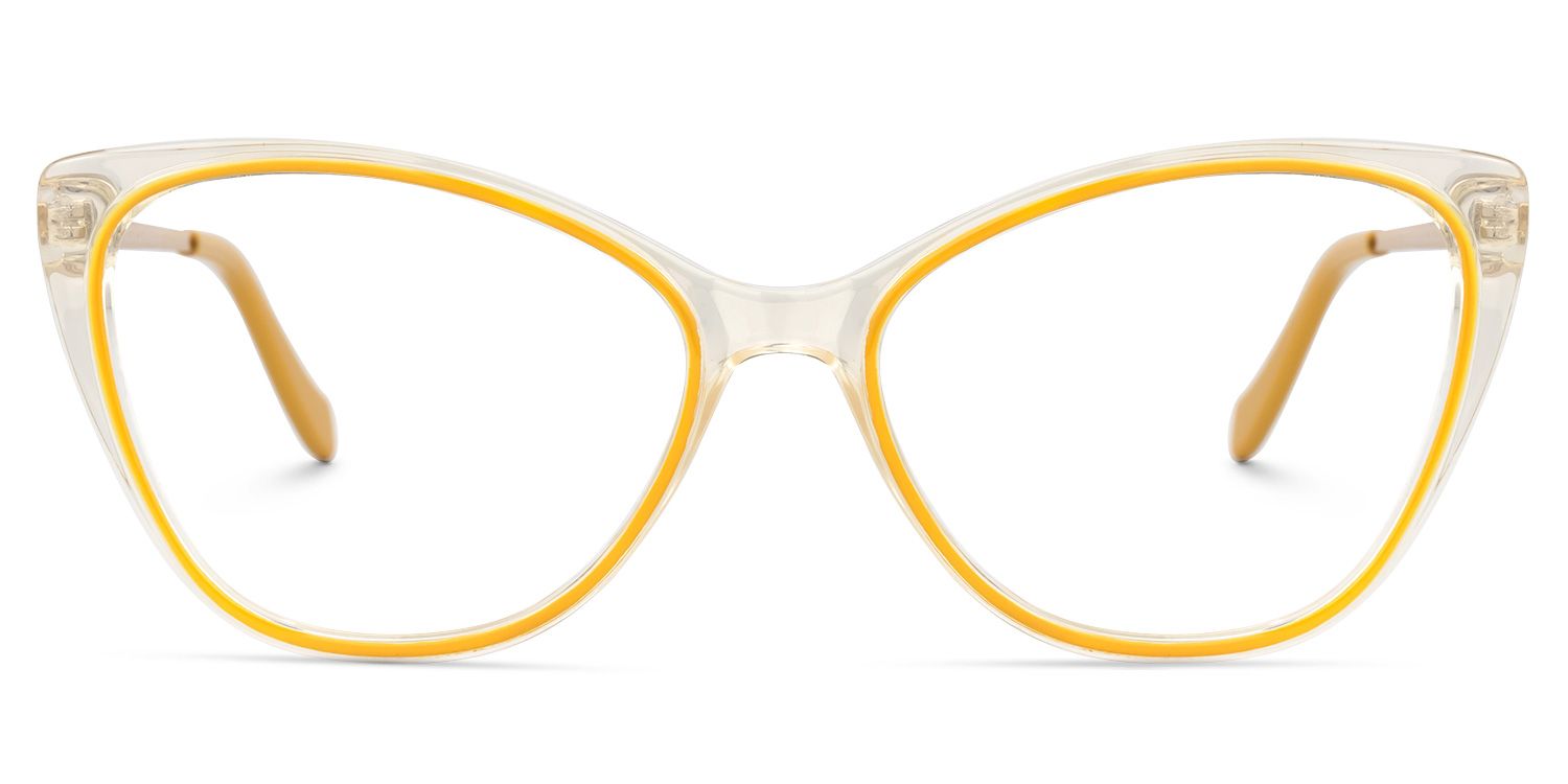 Mendoza - Cat Eye Yellow Eyeglasses | Vooglam Angle View