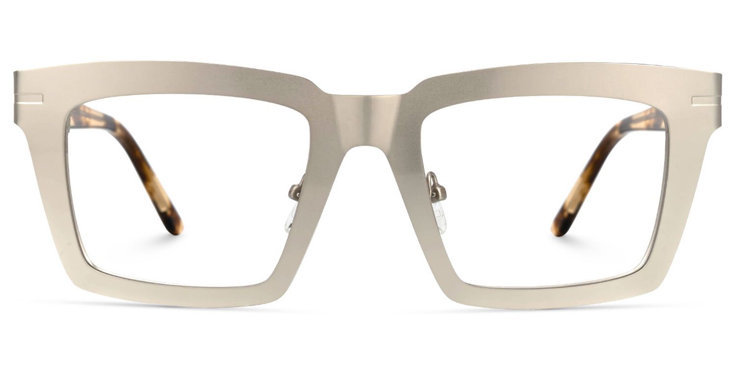 Arnal - Rectangle Silver Eyeglasses by Vooglam - Angle View