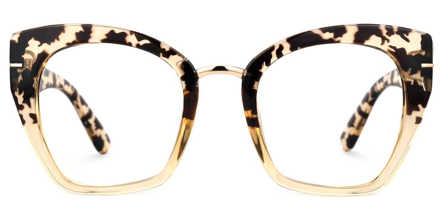 Paulina - Square Light Tortoiseshell Designer Glasses │ Vooglam Angle View