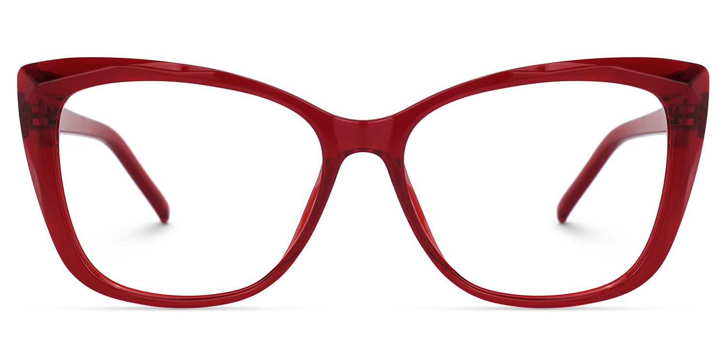 Square Red Eyeglasses | Vooglam.com Angle View