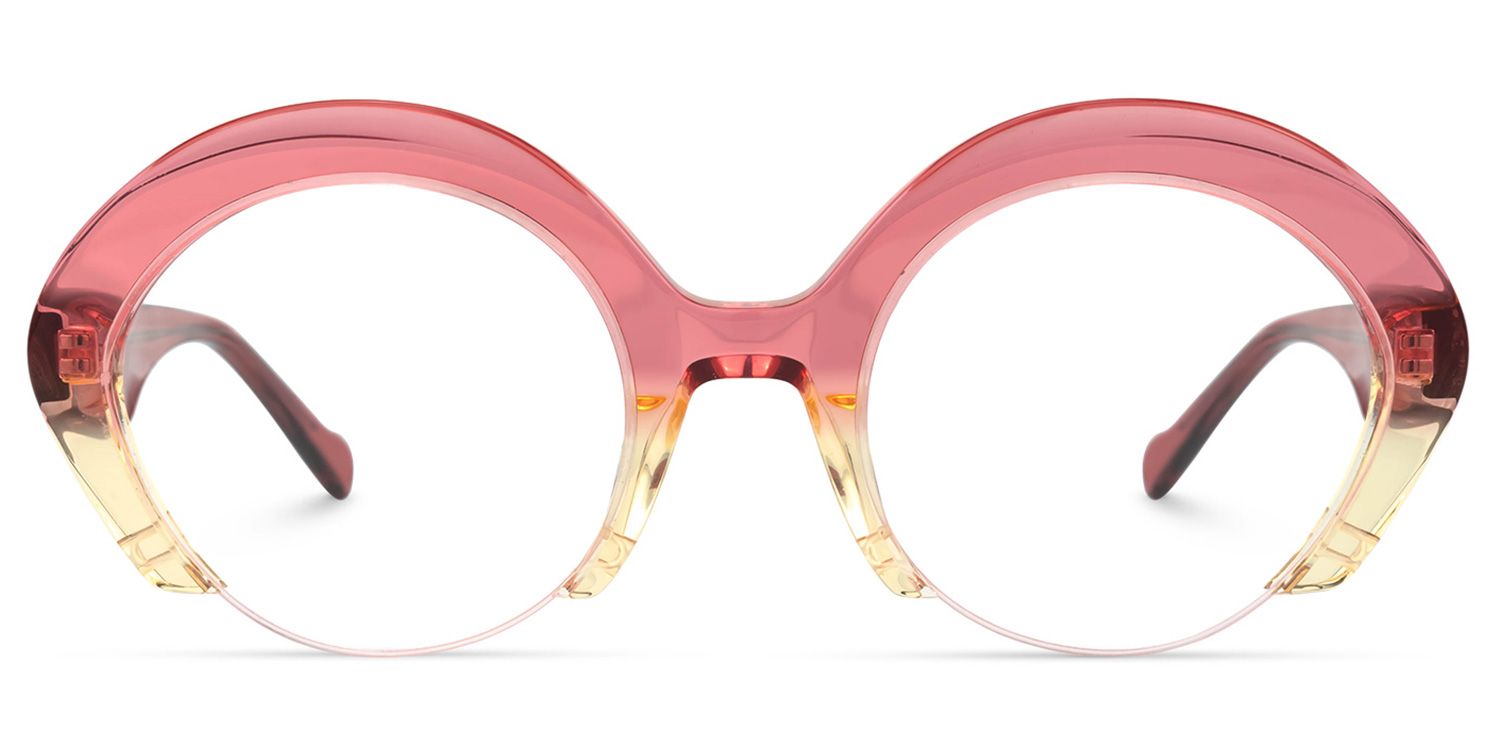 Thompson - Round Red/Yellow Eyeglasses | Vooglam Angle View